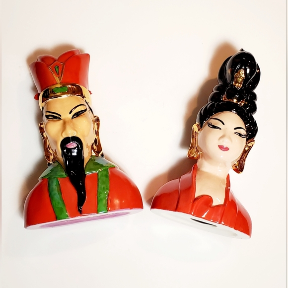 Art | Vintage Asian Man Woman Busts By Amitone 2 Piece Statue Set ...
